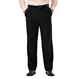 Haggar Men's Cool 18 Pro Classic Fit Pleat Front Expandable Waist Pant, Black, 36Wx30L