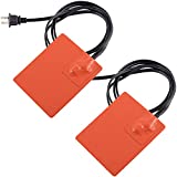 2-Pack Silicone Car Engine Heater Pad - 4" x 5" Self-Adhesive Oil Pan Heater Pad Battery Heater Pad Engine Block Heater Pad with Thermal Protector 68" Long Power Cord 150W 120V