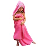 Princess Baby Bath Towel [Pink] Hooded Toddler Towels for Girls Up to 12 Years - Oversized Baby Towel with Super Absorbent 100% Cotton - Soft and Cozy Beach Towel