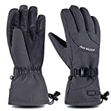 FREE SOLDIER Winter Snow Ski Gloves Waterproof Snowboarding Touch Screen Gloves (Dark Gray Medium)