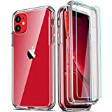 COOLQO Compatible with iPhone 11 Case, and [2 x Tempered Glass Screen Protector] for Clear 360 Full Body Coverage Hard PC+Soft Silicone TPU 3in1 Shockproof Protective Phone Cover