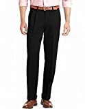 IZOD Men's Big and Tall Performance Stretch Pleated Pant, Black, 46W X 29L