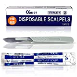 MedHelp Disposable Scalpel 10 Disposable Dermaplaning Tool Scalpel Blades with Plastic Handle, High Carbon Steel Dermablade Blades. Individually Wrapped #10 Surgical Blades, Sterile ● Box of 10