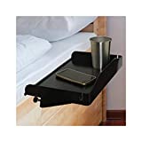 Modern Innovations Bedside Shelf for Bed, College Dorm Room, Bunk Bed Shelf for Top Bunk, Clip On Nightstand Tray with Cord and Cup Holder, Bunkbed Caddy for Table Storage (Black)