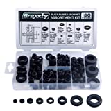 Brexxty Pack of 180 Rubber Grommet Kit in 8 Sizes – Rubber Wire Grommets with Compact Assortment Box for Wiring, Plumbing, Hardware Repair, and Automotive