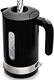 Ovente Electric Hot Water Kettle 1.8 Liter with Prontofill Lid 1500 Watt BPA-Free Portable Countertop Tea Coffee Maker Fast Heating Element with Auto Shut-Off and Boil Dry Protection Black KP413B