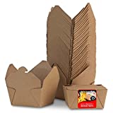 Take Out Food Containers Microwaveable Kraft Brown Take Out Boxes 30 oz (50 Pack) Leak and Grease Resistant Food Containers - Recyclable Lunch Box - To Go Containers for Restaurant, Catering and Party