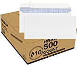 #10 Security Self-Seal Envelopes, No.10 Windowless Bussiness Envelopes, Security Tinted with Printer Friendly Design - Size 4-1/8 x 9-1/2 Inch - White - 24 LB - 500 Count