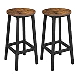 VASAGLE ALINRU Bar Stools, Set of 2 Bar Chairs, Steel Frame, 25.6 Inch Tall, for Kitchen Dining, Easy Assembly, Industrial Design, Rustic Brown and Black ULBC32X