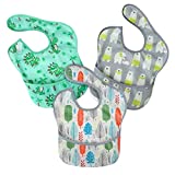 PandaEar 3 Pack Super Light Weight Baby Bib, Waterproof, Washable, Stain Oil and Odor Resistant 12-48 Months