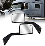 TORQUE Chrome Hood Mirror Pair Side with Mounting Plate Replacement for 2004 - 2017 Volvo VNL (TR009-L, TR009-R)