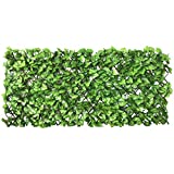 Expandable Faux Ivy Fence Privacy Screen Stretchable Artificial Hedge Single Sided for Balcony Patio Garden (1PC, Grape)