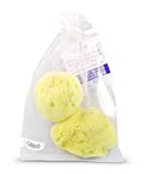 Premium Natural FINA Silk Sponges - 2pc Luxury soft on skin fine pored sea sponge from the Mediterranean, Perfect for Make up, Facial Cleansing & Bathing