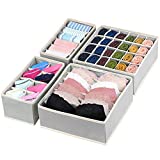 Underwear Drawer Organizer, 4 Pack Bra Sock Drawer Organizers For Women, Foldable Dresser Drawer Dividers For Panty Clothes Lingerie Undergarment Tie Storage Closet Nursery Bedroom Drawers Organizer