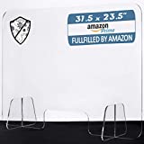 Desktop Clear Acrylic Plexiglass Barrier Guard | Protective Shield for Reception Counter Office School Cashier | Protection from Sneeze Cough (31.5"W x 23.5"H)