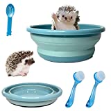 Hamiledyi Foldable Hedgehog Bathtub, 2pcs Set Bathing Brush,Collapsible Small Pets Bath Sand Room Sauna Plastic Lightweight Outdoor Swimming Pool with Scoop for Hamster,Guinea Pig