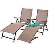 Best Choice Products Set of 2 Outdoor Patio Chaise Lounge Chair Adjustable Reclining Folding Pool Lounger for Poolside, Deck, Backyard w/Steel Frame, 250lb Weight Capacity - Brown