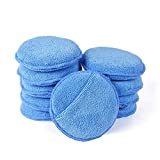 AIVS Car Care Microfiber Wax Applicator Pads with Finger Pocket for Any Cars, Truck, Boat, Motorcycle and RV. Wax Applicator Foam Sponge (Blue, 5" Diameter, Pack of 10)