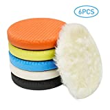 Autolock 6" Buffing Polishing Pads, 6Pcs 6.5inch 165mm Face for 6 Inch Backing Plate Compound Buffing Sponge and Woolen Pads Cutting Polishing Pad Kit for Car Buffer Polisher, Polishing and Waxing