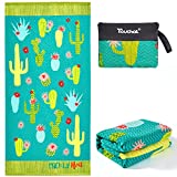 Touchat Beach Towel Oversized,Thick Microfiber Beach Towel 30”x60”,Super Absorbent Sand Free Cute Cactus Cool Swim Beach Towels for Kids,Men,Women,Boys,Girls