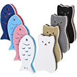 8 Pieces Kitchen Scrub Sponges Cat Fish Cleaning Sponge Dishwashing Scrubber Non-Scratch Multi-Use Sponges for Dishes Pots Pans Sinks