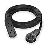 Maximm Cable 10 Ft 360 Rotating Flat Plug Extension Cord/Wire, 16 AWG Multi 3 Outlet Extension Wire, 3 Prong Grounded Wire - Black - UL Certified