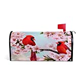 Nuansexi Outdoor Mailbox Covers Birds Standing Peach Blossom Branch Magnetic Mailbox Wraps Weatherproof Greeting Post Letter Box Cover Sunscreen Mailbox Jacket
