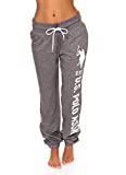 U.S. Polo Assn. Essentials Womens Printed French Terry Boyfriend Jogger Sweatpants Charcoal Heather Medium