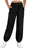 Womens Sweatpants with Pockets Cinch Bottom Sweat Pants Baggy Joggers Tall Black M