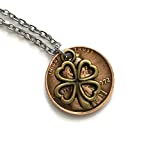 Lucky Penny Necklace - OOAK Jewelry - Pennies from Heaven - Birth Year - Bronze 4 Leaf Clover - Handmade Coin Money Lincoln (1972)