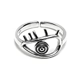 Teepollo Evil Eye Ring-925 Silver Open Cuff Adjustable Evil Eye Statement Love Lucky Protection Rings for Women Jewelry (925 Silver, Evil Eye)
