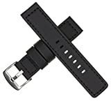 24mm MARATAC Elite Series Black PVC Rubber Strap Diver Watch Band Black Stitch Kevlar