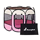 XianghuangTechnology Soft Fabric Portable Foldable Pet Dog Cat Puppy Playpen, Indoor/Outdoor use Pet Kennel Cage D31.5 x H23 (Pink)