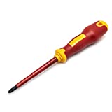 SATA VDE Insulated Electricians #2 Phillips Head Screwdriver with VDE Handle and S2 Steel Blade Tested to10,000 Volts, 2x4" (100MM) - ST61223SC