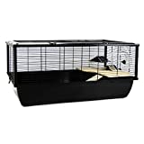 Little Friends Grosvenor Rat and Hamster Cage with Wooden Shelf and Ladder, Large, 77 x 47 x 36 cm, Black