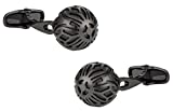 Rudolph Alexander Cuff-Daddy Swarovski Gunmetal Caged Simulated Pearl Cufflinks in Black with Travel Presentation Gift Box