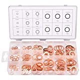 Toolwiz 150PCS 15 Sizes Copper Metric Sealing Washers Assortment Set Flat Ring Sump Plug Oil Seal Gasket Sealing Fitting Washers