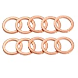 M12 Copper Oil Drain Plug Crush Washer Gasket Fits for BMW, M12 x 17 x 1.5, 10 Pack