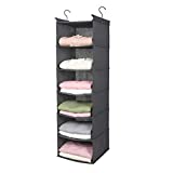 MAX Houser 6 Tier Shelf Hanging Closet Organizer, Closet Hanging Shelf with 2 Sturdy Hooks for Storage, Foldable (Grey)