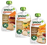 Sprout Organic Baby Food, Stage 3 Pouches, Root Veg & Beef, Creamy Veg & Chicken, Harvest Veg & Chicken Variety Pack, 4 Oz Purees (Pack of 18)