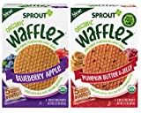Sprout Organic Baby Food, Stage 4 Toddler Snacks, Blueberry Apple and Pumpkin Butter Wafflez Variety Pack, Single Serve Waffles, 0.63 Ounce (Pack of 20)