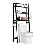 MallKing Toilet Storage Rack, 3 -Tier Over-The-Toilet Bathroom Spacesaver - 100% Wood and Easy to Assemble(Black)