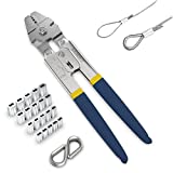 Sanuke Wire Rope Crimping Swaging Tool Cable Crimps up to 2.2mm(2/32inch) with 160pcs 4sizes Aluminum Double Barrel Ferrule Crimping Loop Sleeve and 10pcs Stainless Steel Thimble Assortment Kit