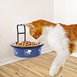 Torlam Elevated Cat Bowls, Wall Mounted Cat Food Dish, Raised Cat Food and Water Bowls, Stainless Steel Elevated Pet Bowls with Stand, Nonslip No Spill Pet Feeding Bowls (Blue)