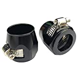 8AN Hex Hose Finisher Clamp Fuel Line Hose End Fitting Oil Water Pipe Adapter Black Aluminum, Pack of 2