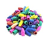 AKOAK 100 Pcs Color Pencil Tips Rubber Cap Eraser, Children's Student Stationery - Fits on the Ends of Most Standard Pencils (Mixed Colors)