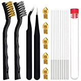 GUBCUB 3D Printer Nozzles Cleaner Kit, 0.4mm Extruders Brass Nozzles, 0.4mm Stainless Steel Needles, Tweezers, Stainless Steel Wire Brush for MK Ender 3 CR-10