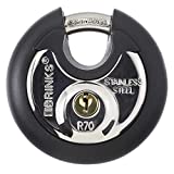 Brinks 673-70001 Commercial Stainless Steel Discus Padlock, Keyed, 70 mm, 4 Pin Cylinder , Black