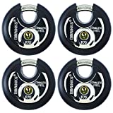 Brinks 70mm Commercial Discus Padlock with Stainless Steel Shackle - 4-Pack of Security Locks, Black