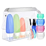 14 Pack Travel Bottles Set - Cehomi 3 Ounce Leakproof Silicone Refillable Travel Containers, Squeezable Travel Tube Sets, Heavy Duty Toiletry Bag, Perfect for Business Trip or Personal Travel
